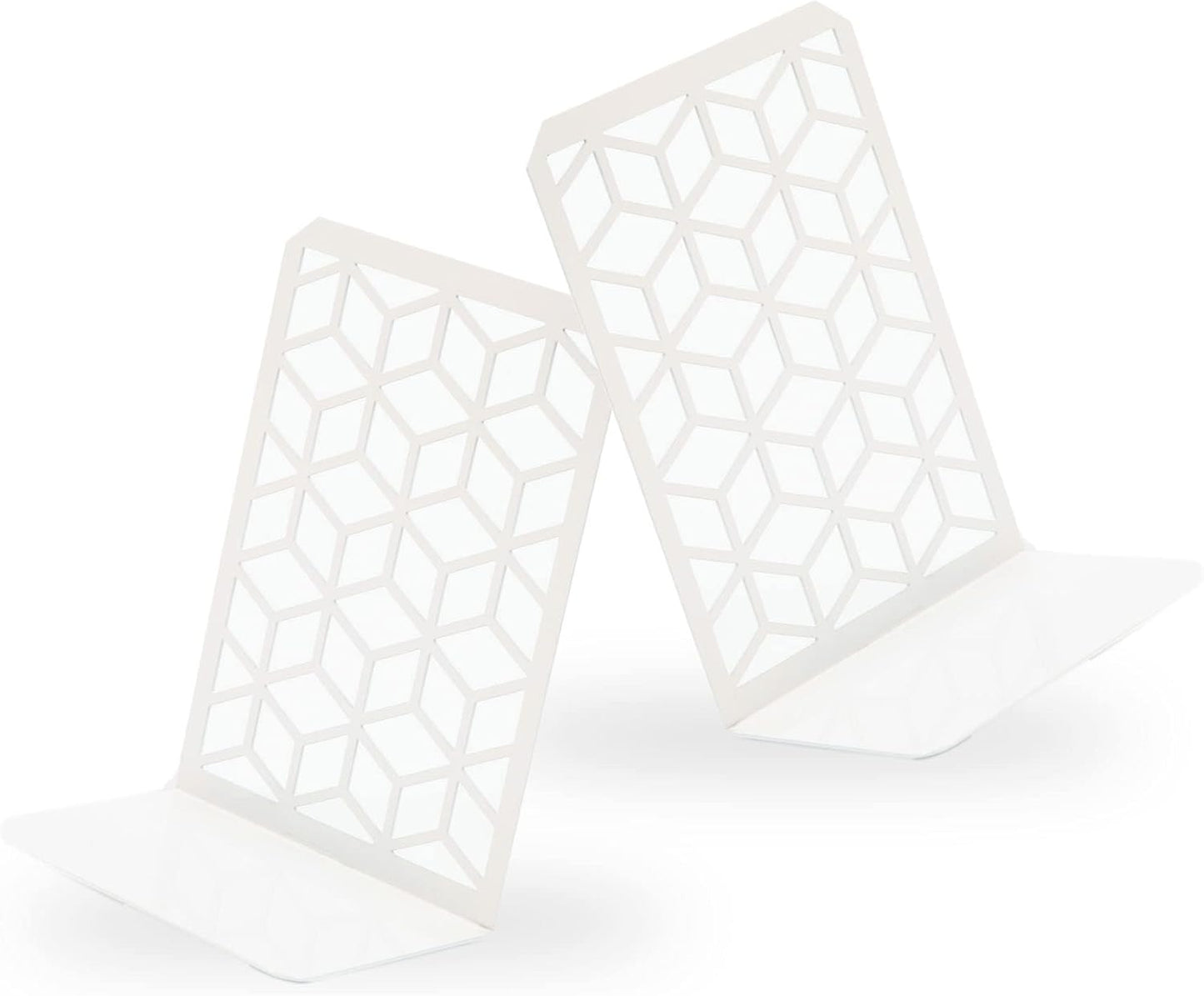 3D Cube Bookends 2-Pack – Geometric Metal Book Ends by Geomod