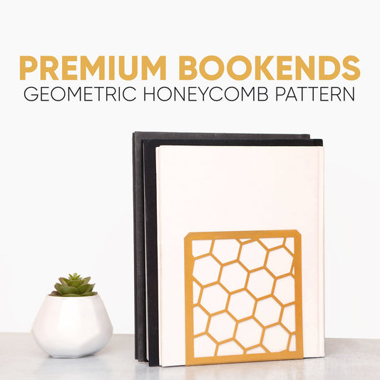 Honeycomb Bookends 2-Pack – Modern Metal Book Ends by Geomod