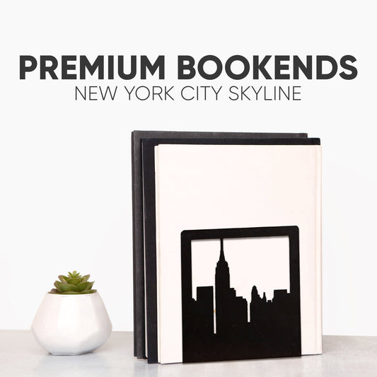 NYC Skyline Bookends 2-Pack – Metal Book Ends by Geomod