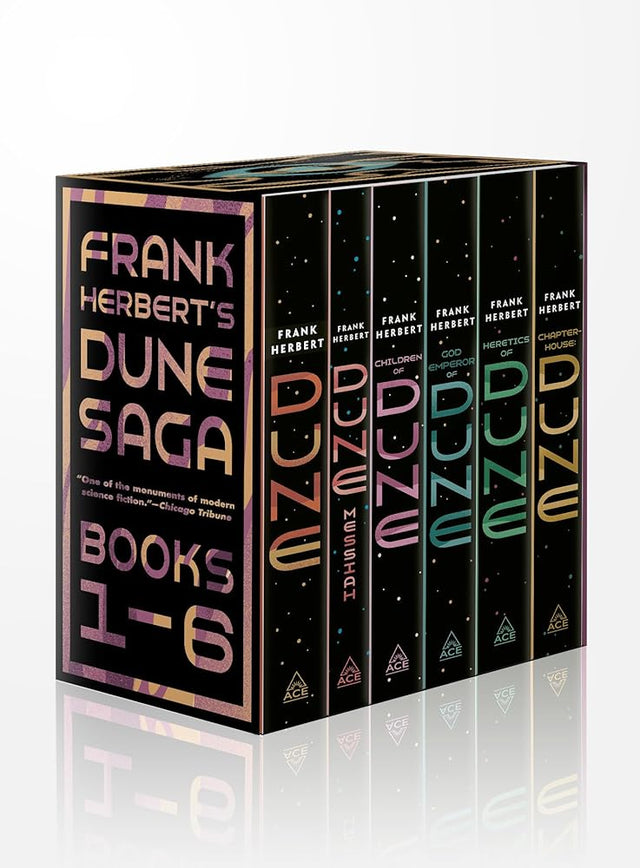 Frank Herbertova saga o Dini u kutiji od 6 knjiga: Dina, Mesija iz Dine, Djeca Dine, Božji car Dine, Heretici Dine i Kapitola: Dina (Dina, 1-6)
